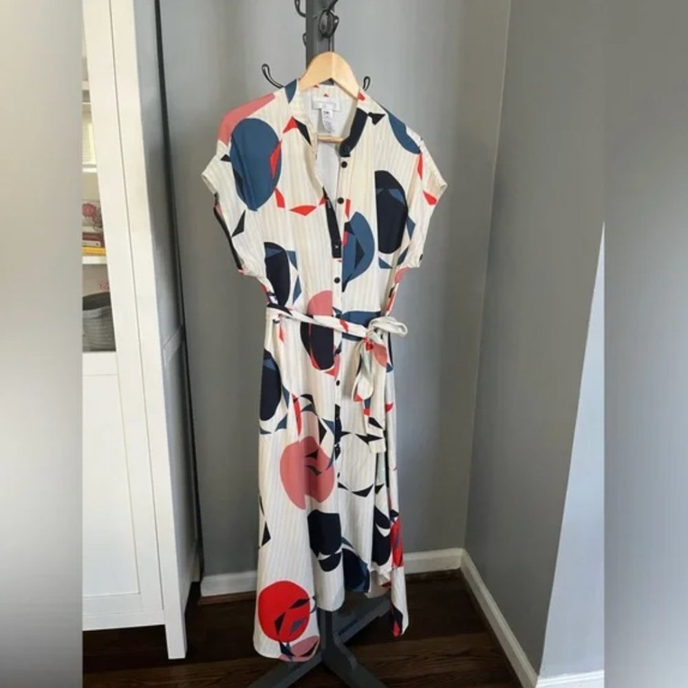 ANTHROPOLOGIE Corey Lynn Calter Block Pattern Shirt Dress Size Medium